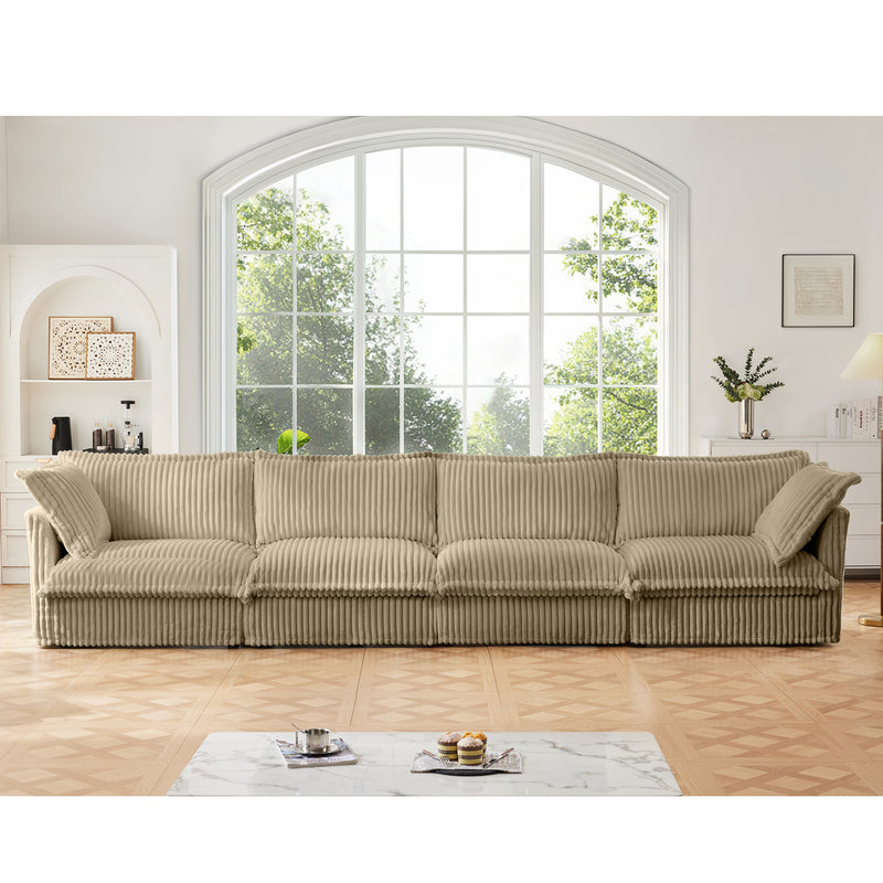 4-Seater Slipcovered Corduroy Sofa - Camel Corduroy