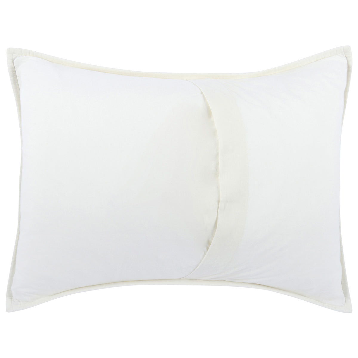 Eggshell cotton-linen quilt pillow with smooth front and centered seam