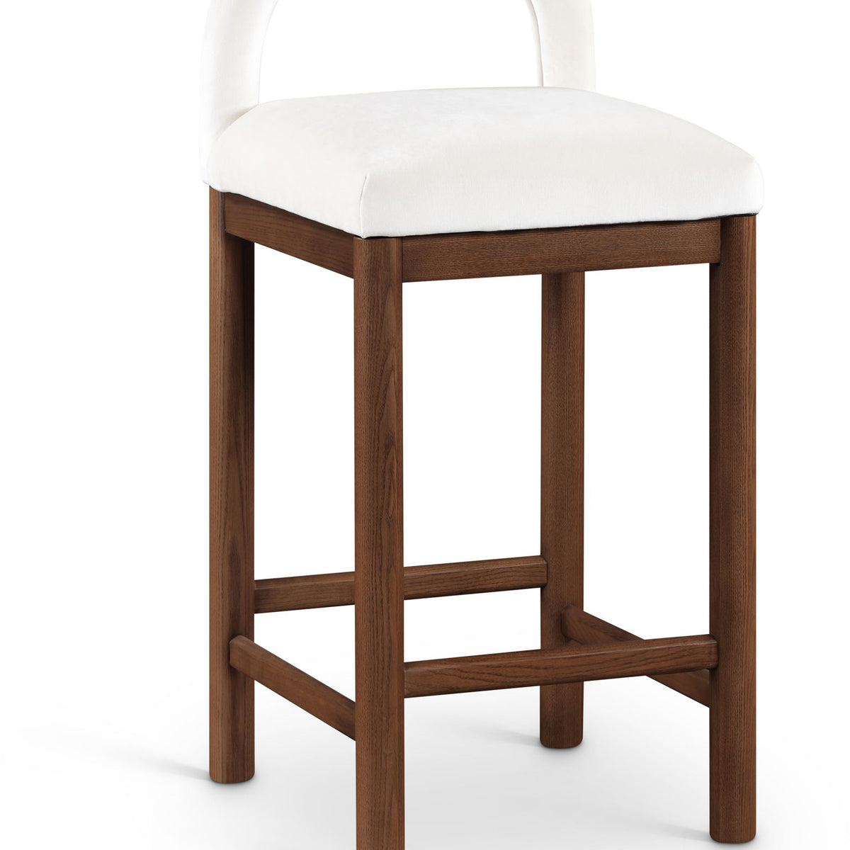 Conrad - Velvet Counter Stool With Brown Legs