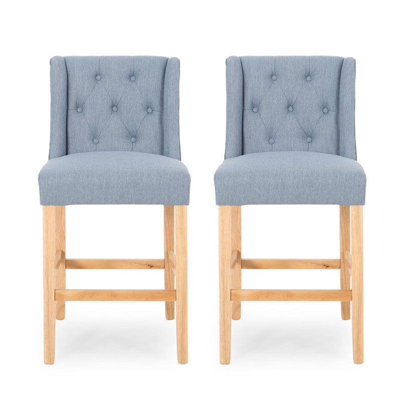 Vienna - Contemporary Fabric Tufted & Wingback Counter Stools (Set of 2)