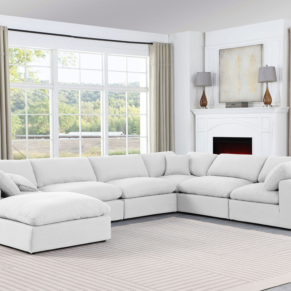 Comfy - 7 Piece Linen Modular Sectional With Chaise