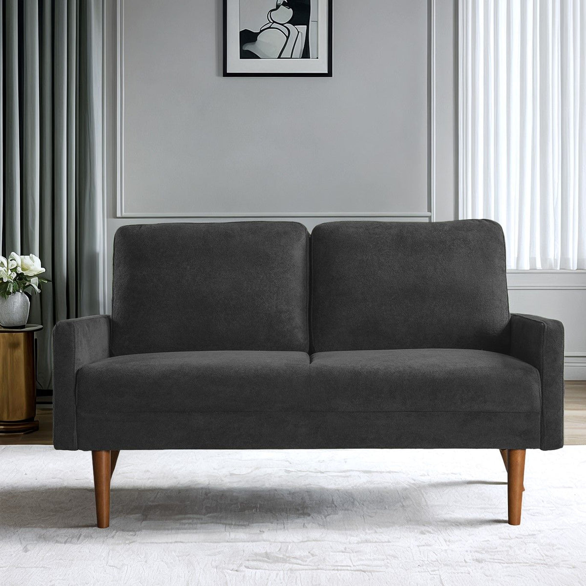 Loveseat Sofa, European Style With Sleek Design, Modern & Vintage Flair, Upholstered 2 Seater Couch