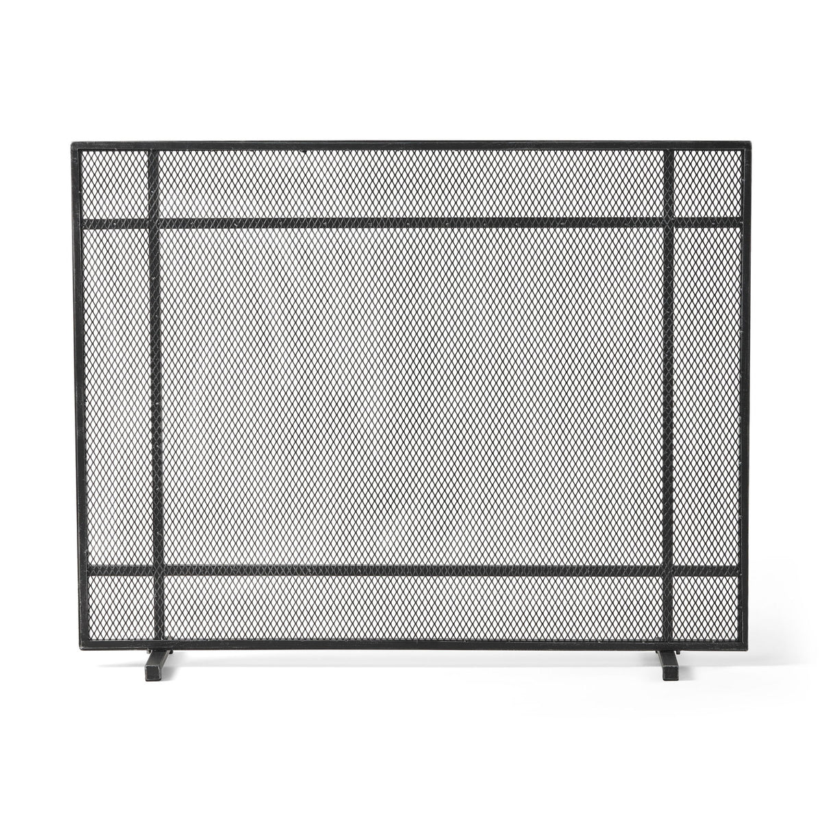 Markus - Modern Single Panel Iron Firescreen Black Brushed Silver