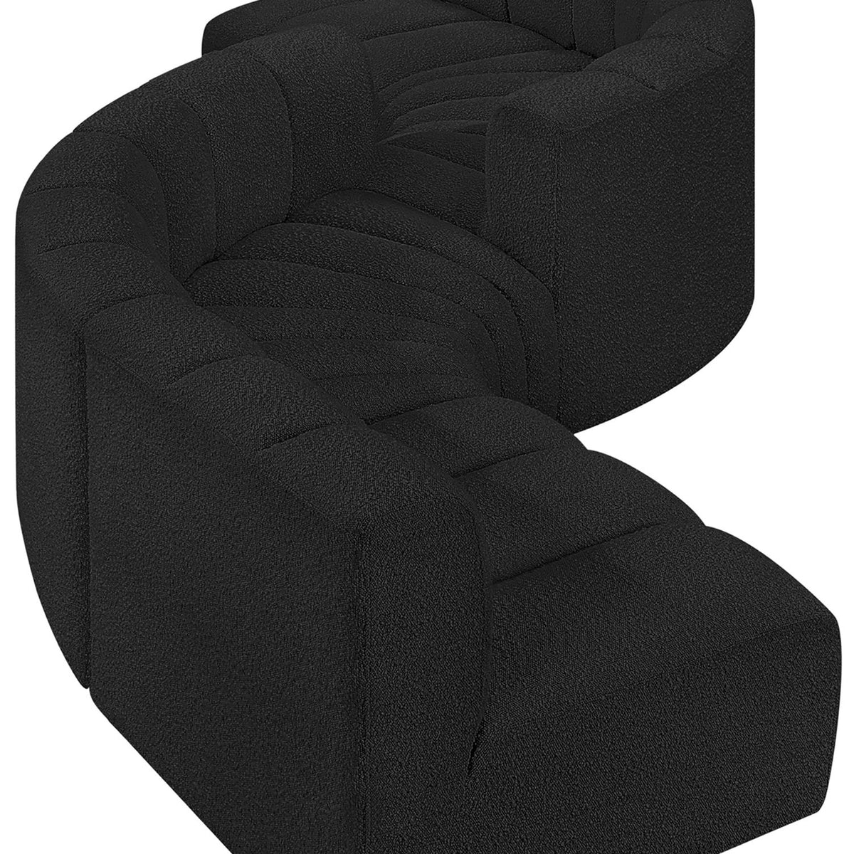 Arc - Boucle Fabric 6 Piece Modular Sofa - Black