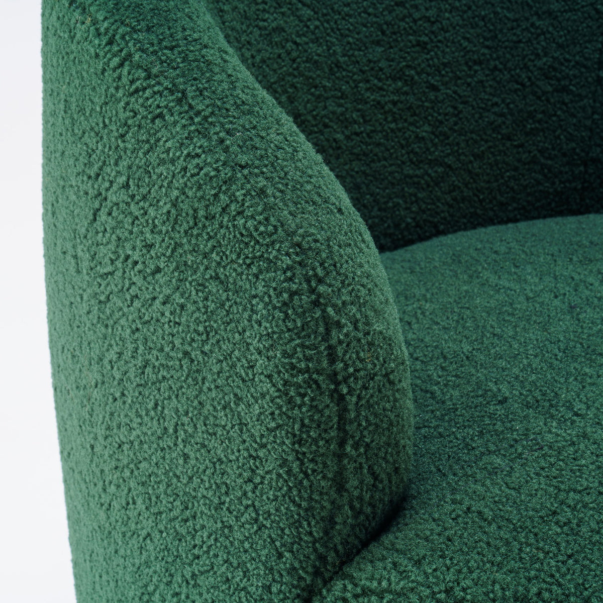 Teddy Fabric Swivel Accent Armchair Barrel Chair With Powder Coating Metal Ring