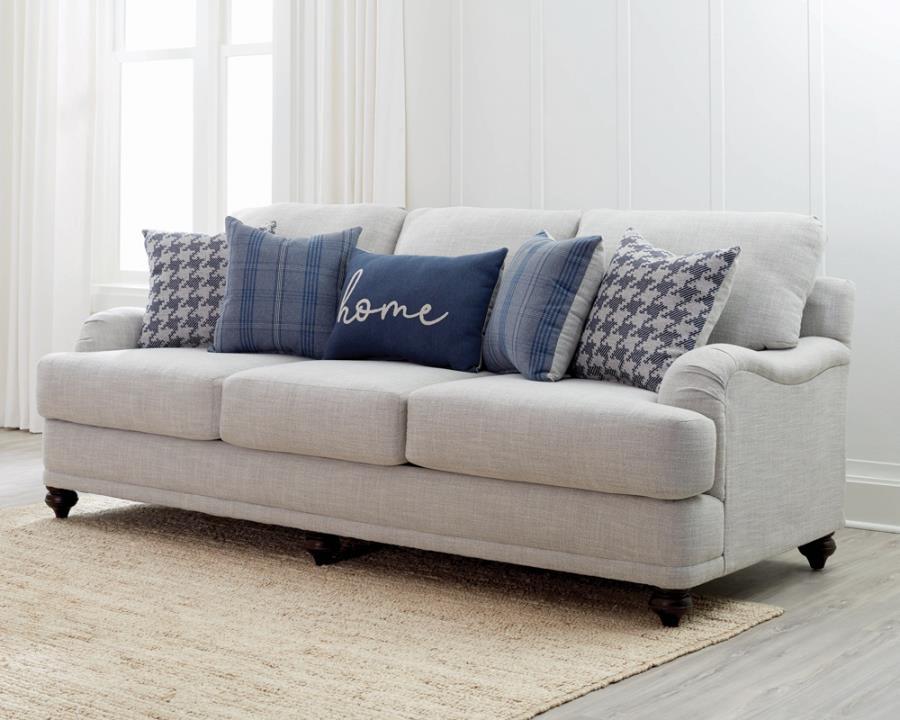 Glenn - Upholstered English Arm Sofa - Light Gray And Blue