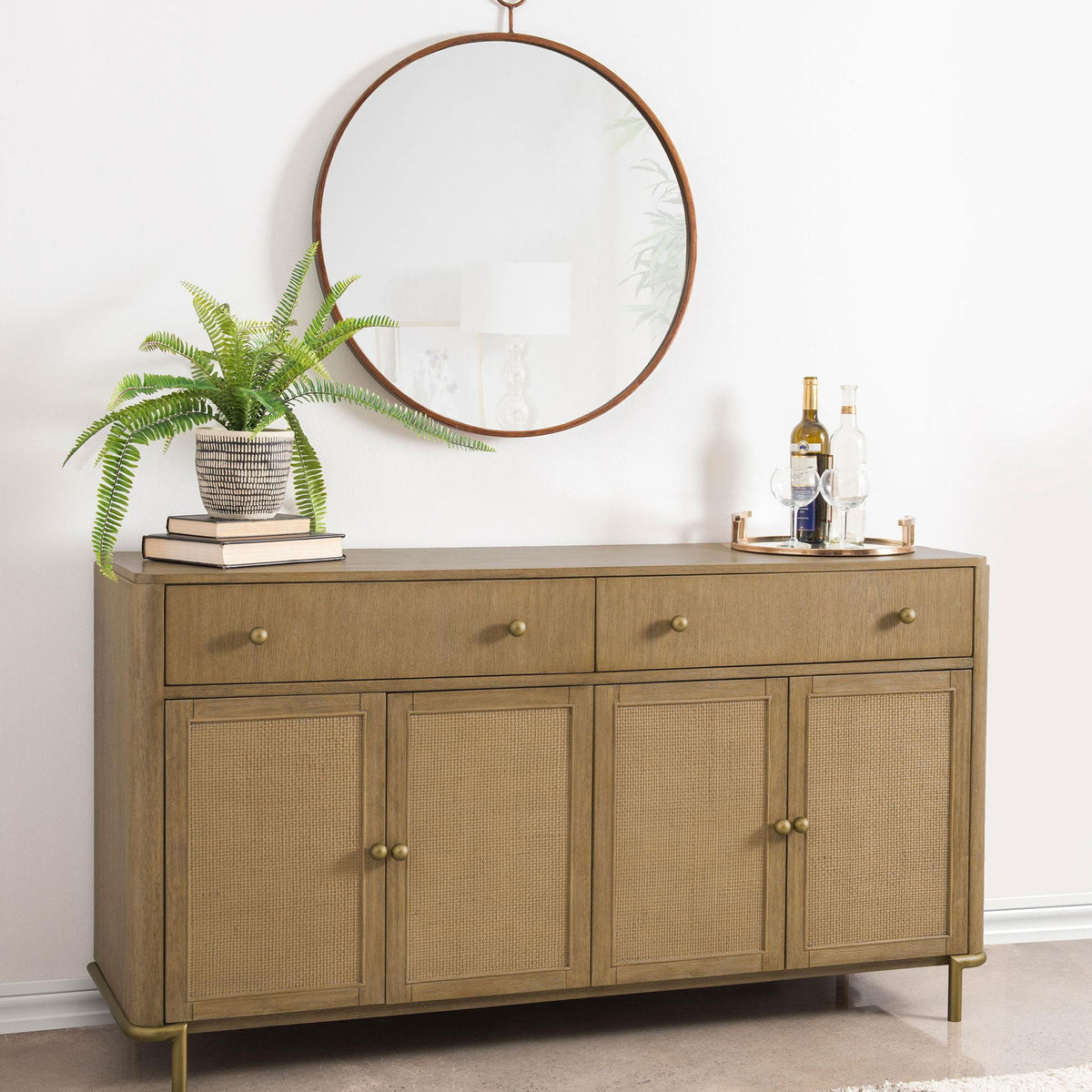 Arini 2-drawer Cane Door Dining Sideboard Server Sand Wash