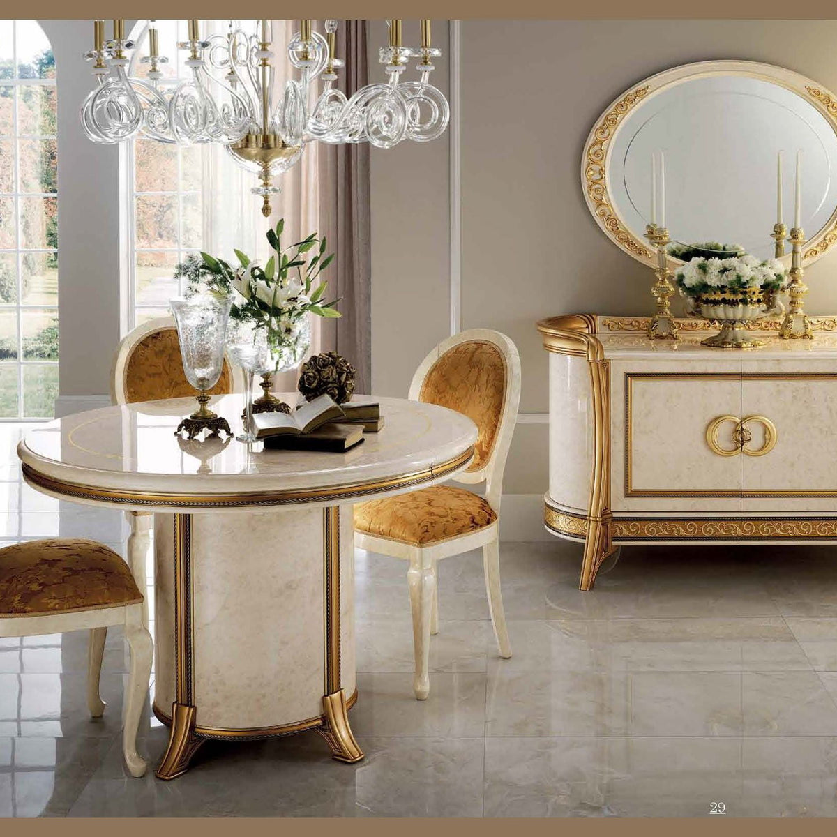 Melodia - Dining Table - Beige / Gold
