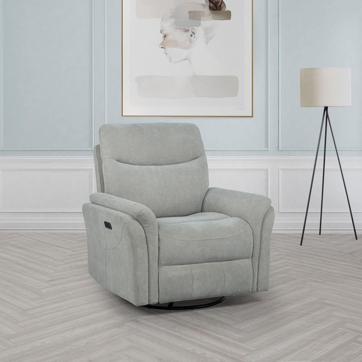 Adler Upholstered Power Swivel Glider Recliner Ivory
