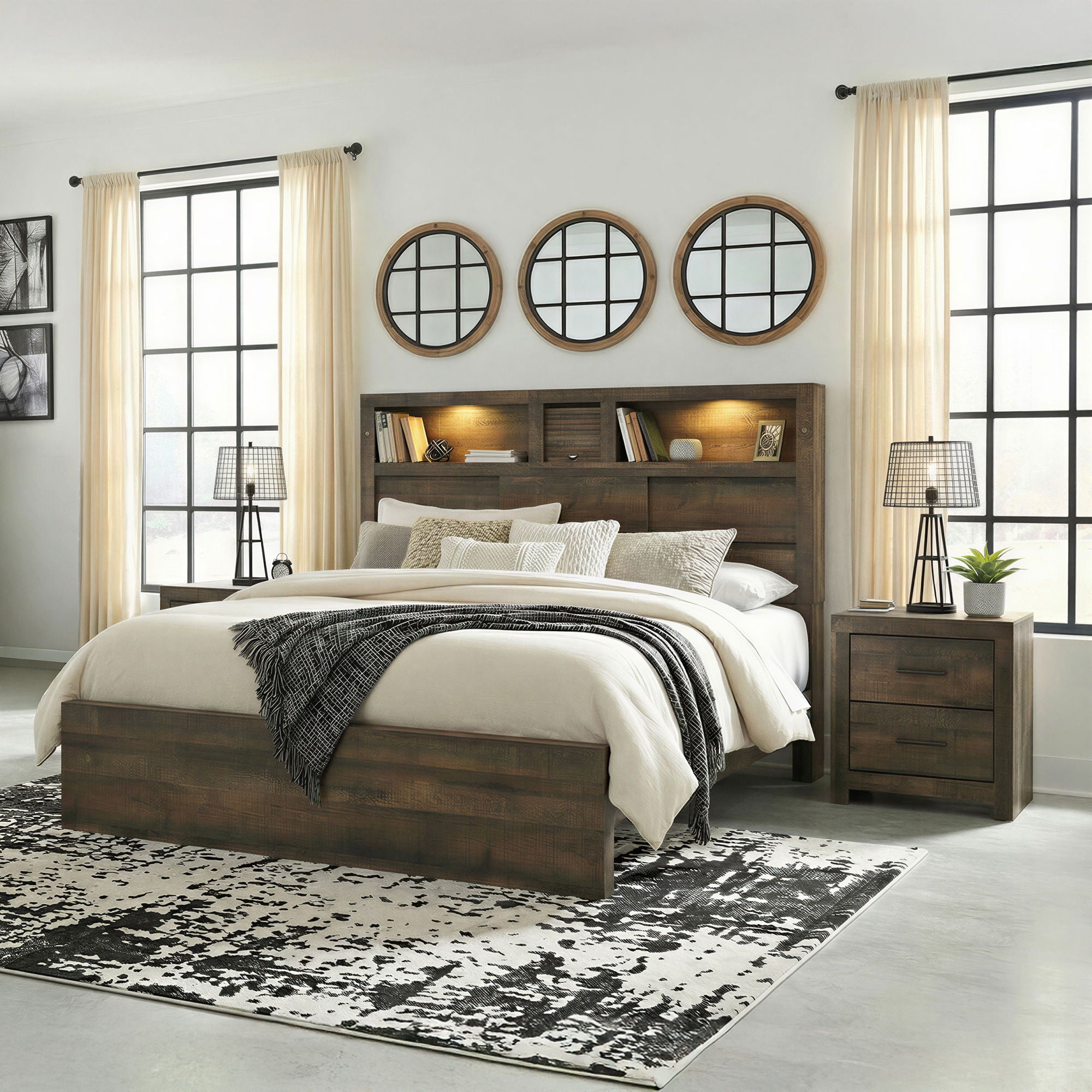 Bailey - Bookcase Panel Bedroom Set With Bluetooth