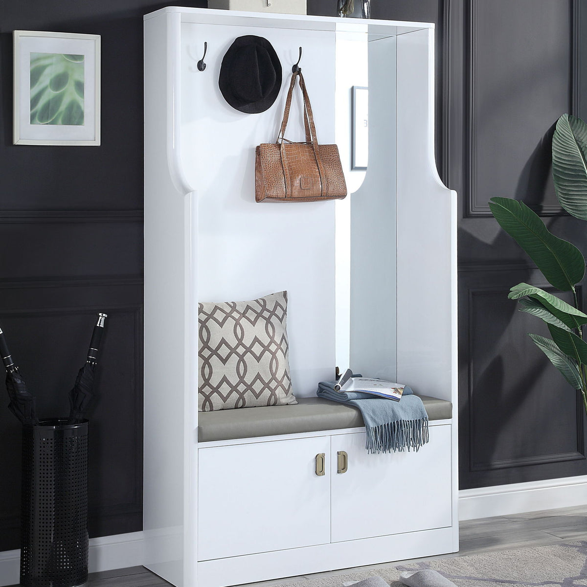 Buck II - High Gloss Hall Tree - White