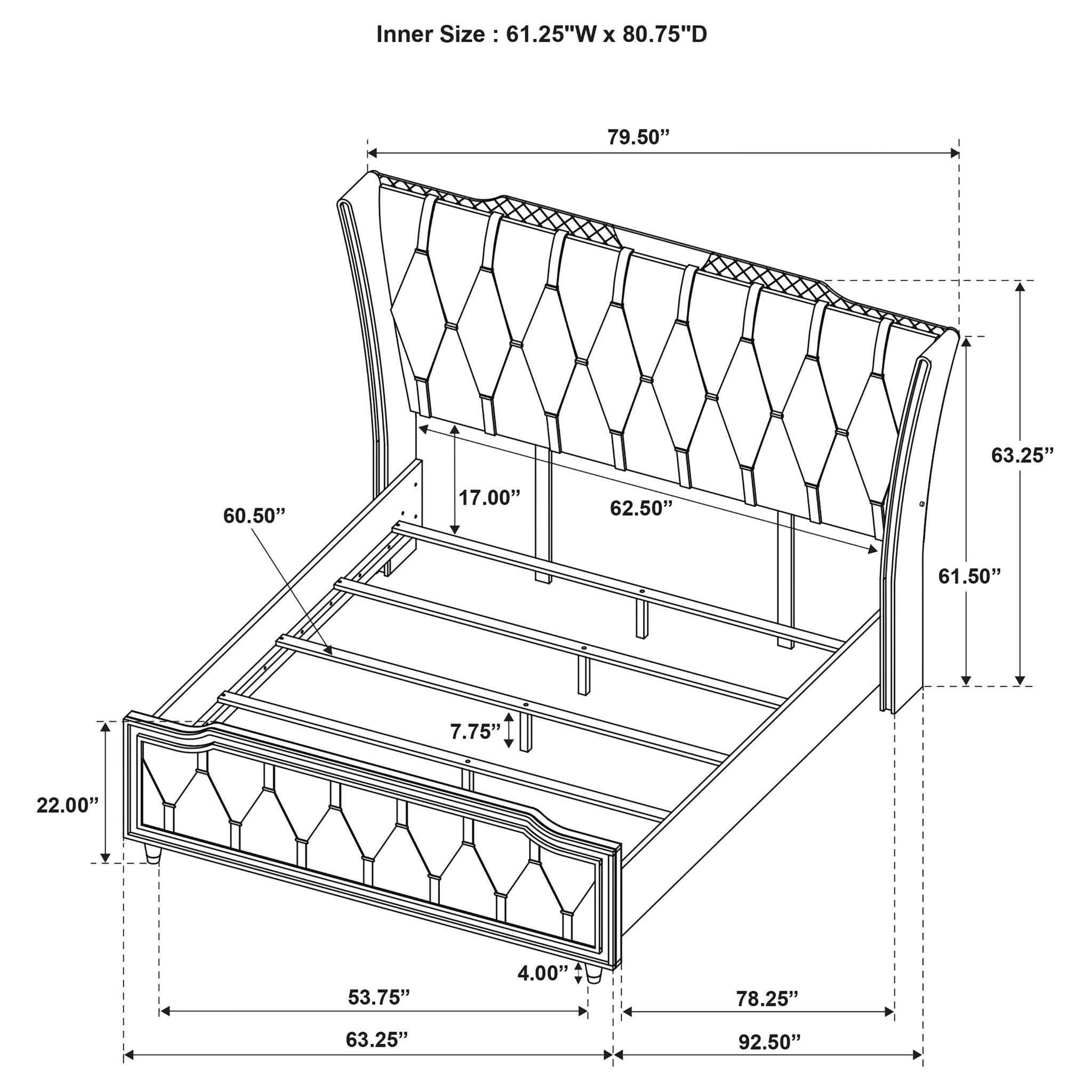 Bedroom Set With LED Lighting And Charging Nightstand