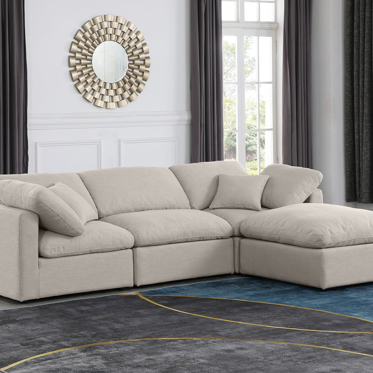 Indulge - Linen 4 Piece Modular Sectional With Chaise