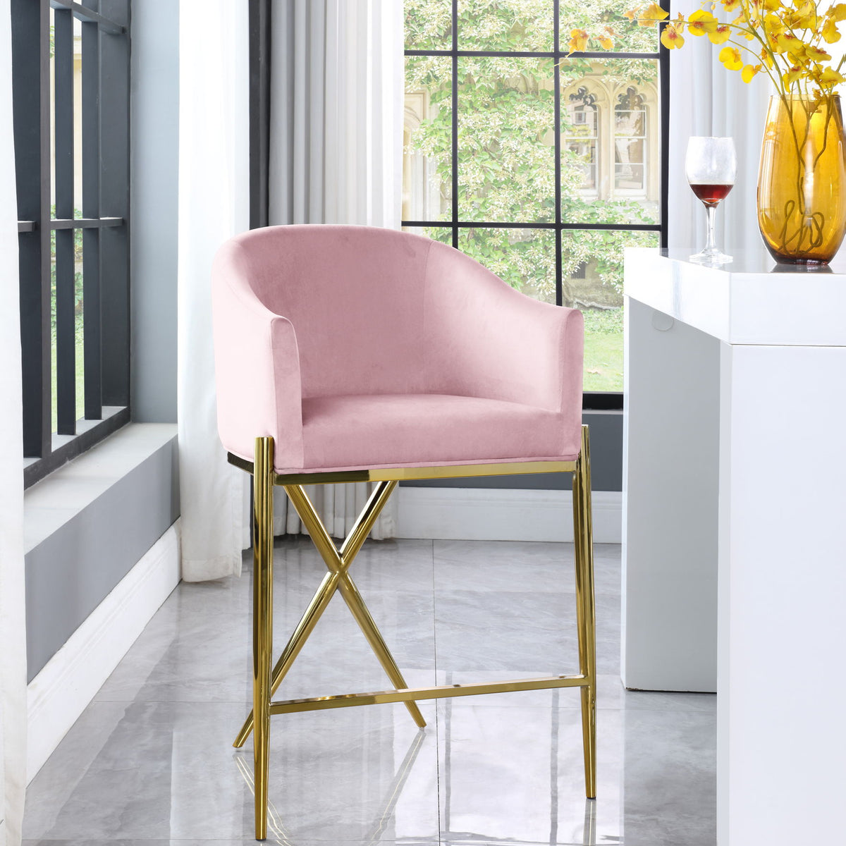 Xavier - Counter Stool with Gold Legs