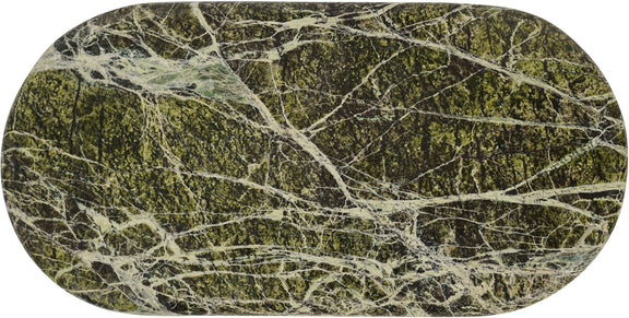 Genuine marble tray, oval green marble with white vein patterns