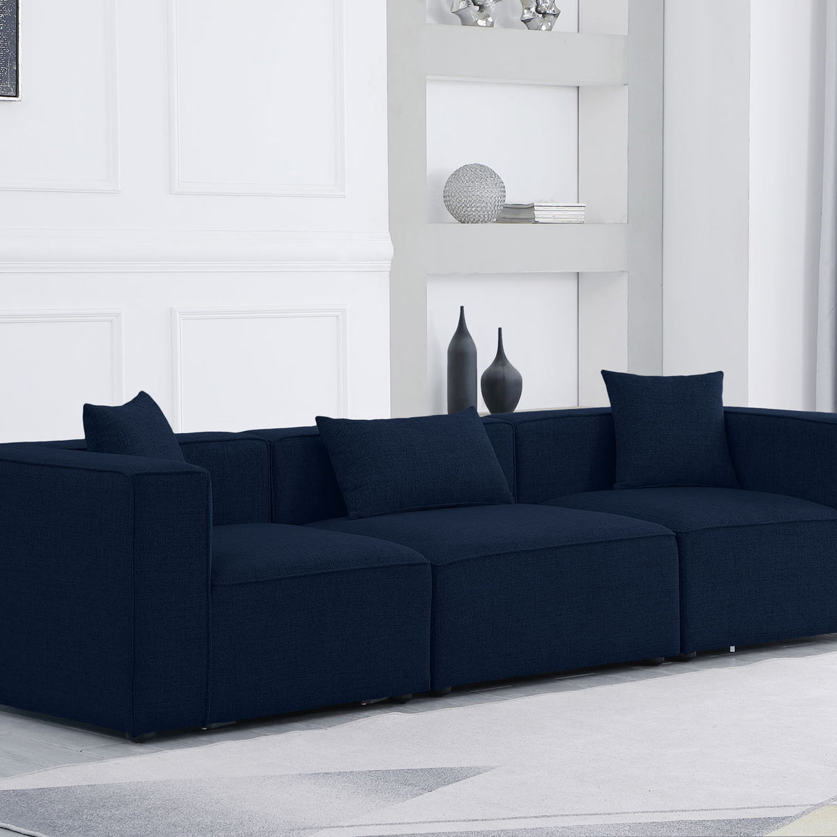 Cube - Linen Modular 3 Seat Sofa