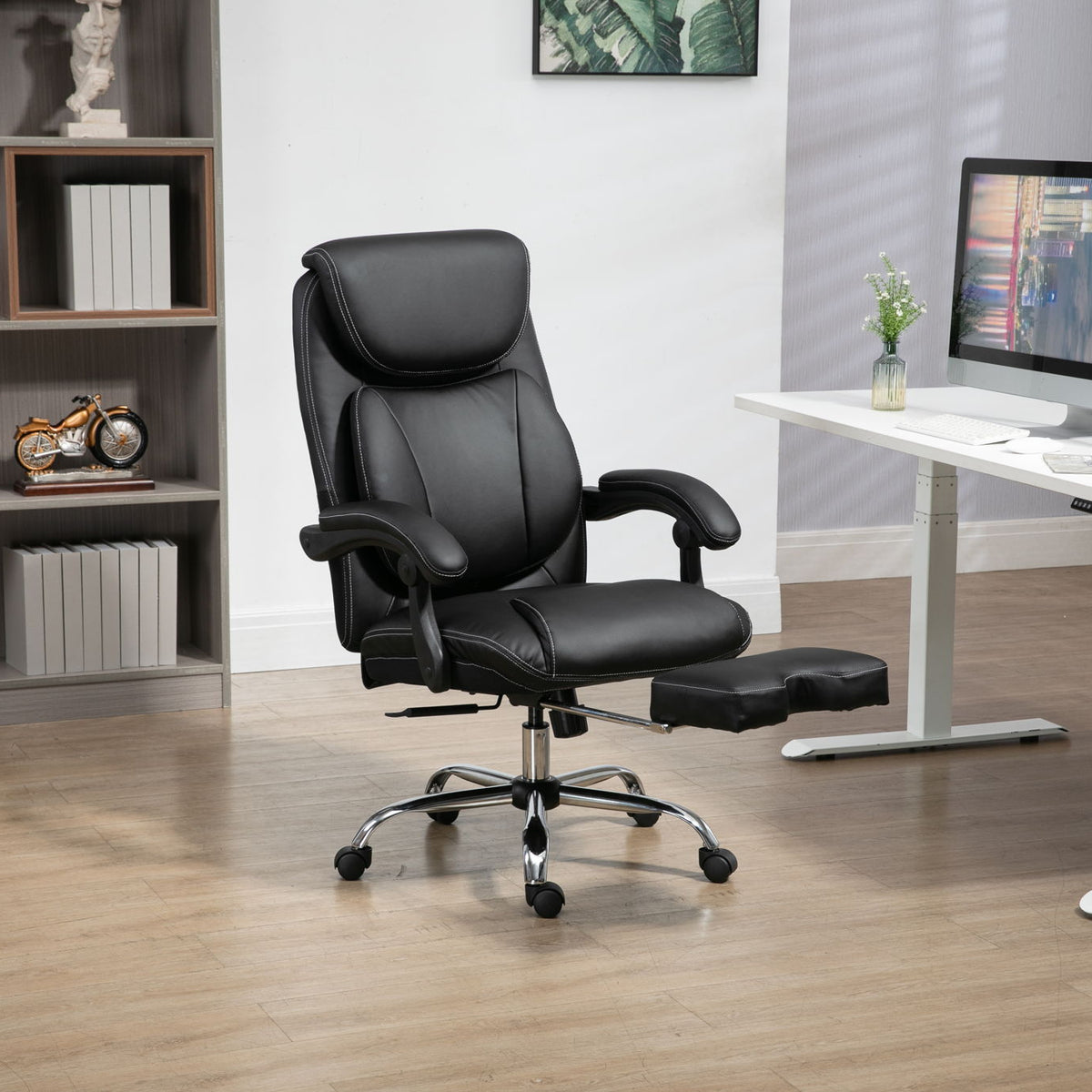 Big And Tall Office Chair, High Back Ergonomic Office Chair With Footrest, Executive Office Chair For Back Pain Relief - Black