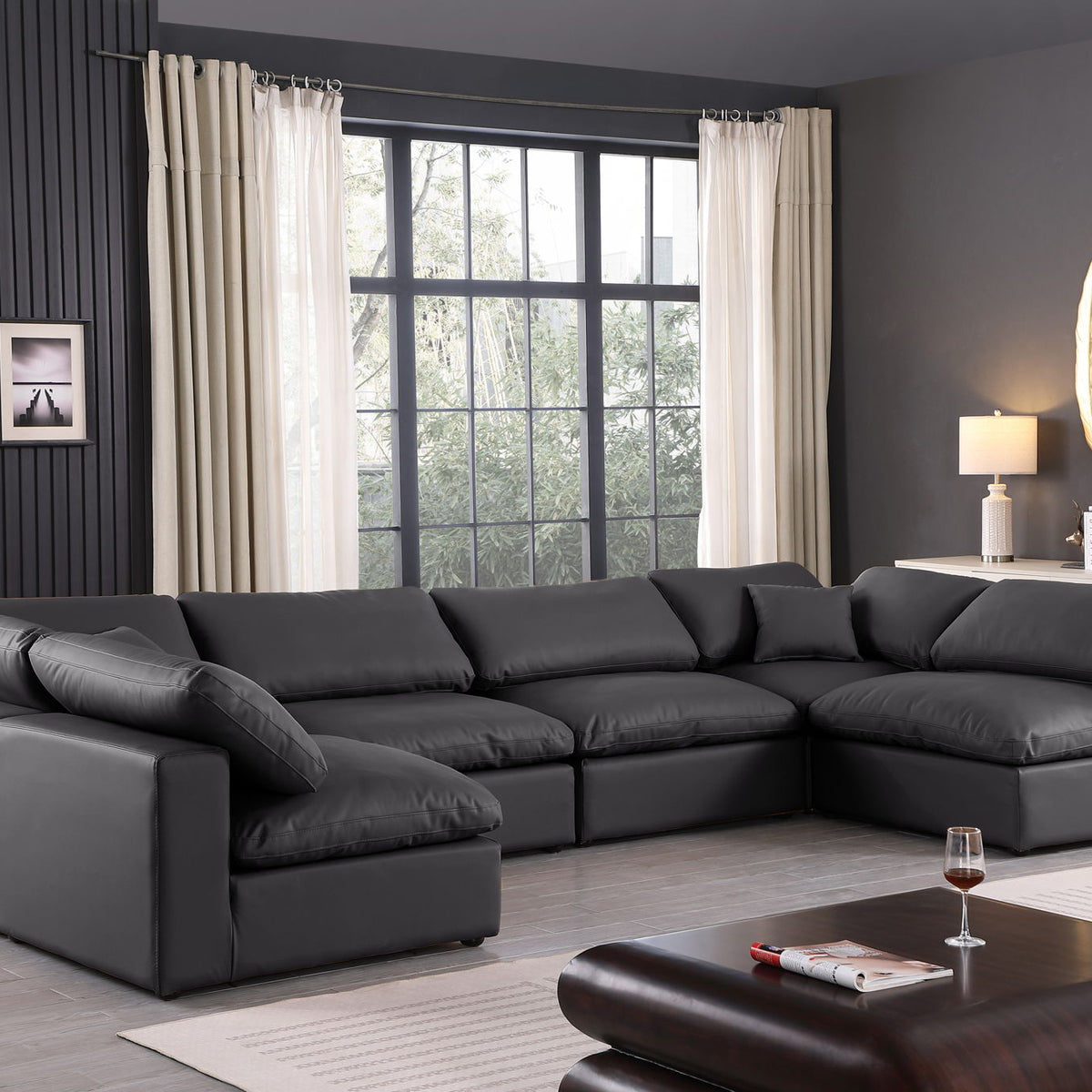 Comfy - 6 Piece Faux Leather Modular Armless Sectional
