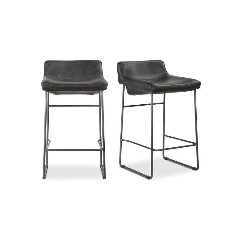 Starlet - Counter Stool Leather (Set of 2) - Onyx Black