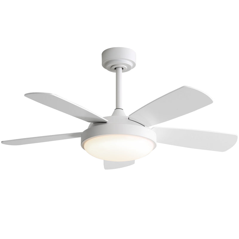 42" Ceiling Fan With 22W LED Light And Remote Control Blades Reversible DC Motor - White