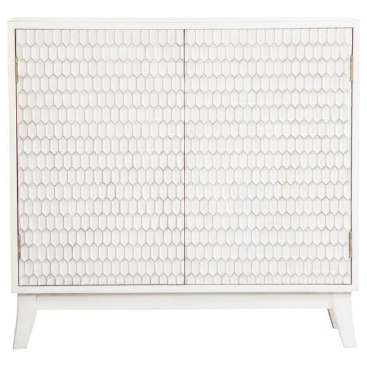 Gambon - 2 Door Wood Honeycomb Pattern Accent Cabinet - White