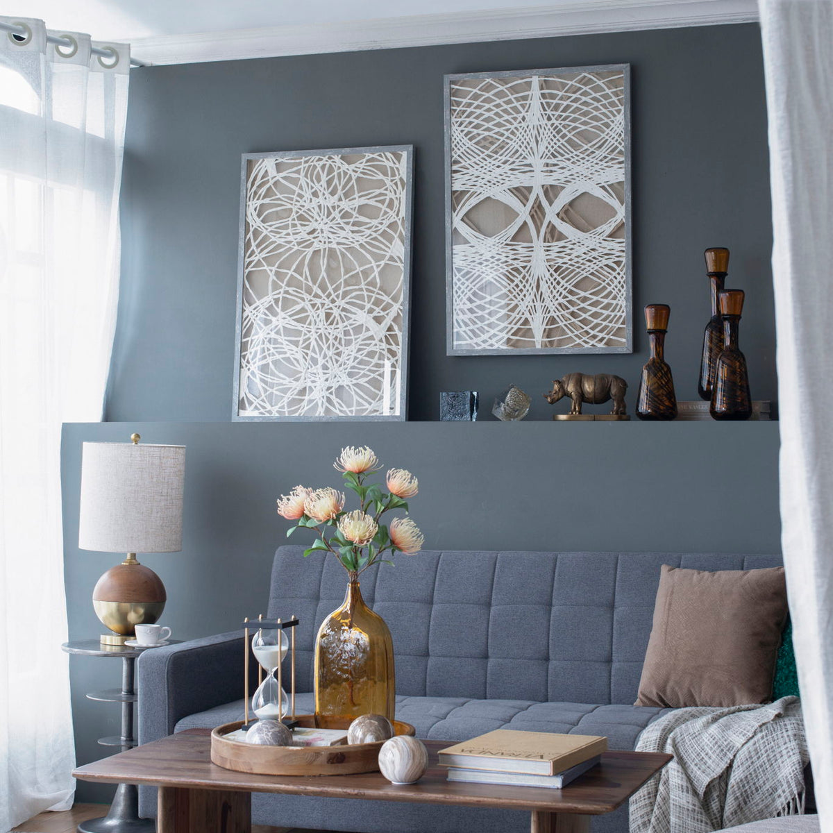 Leaf Shadow Box Wall Decor (Set of 2) - White / Gray