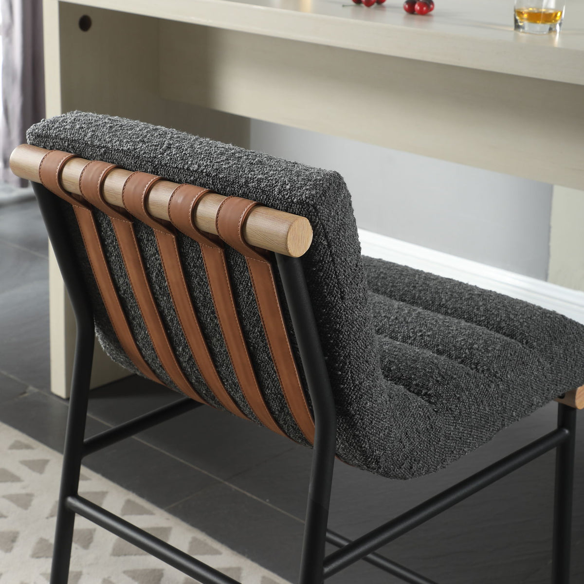 Lahni - 17" Boucle Fabric Counter Height Chair