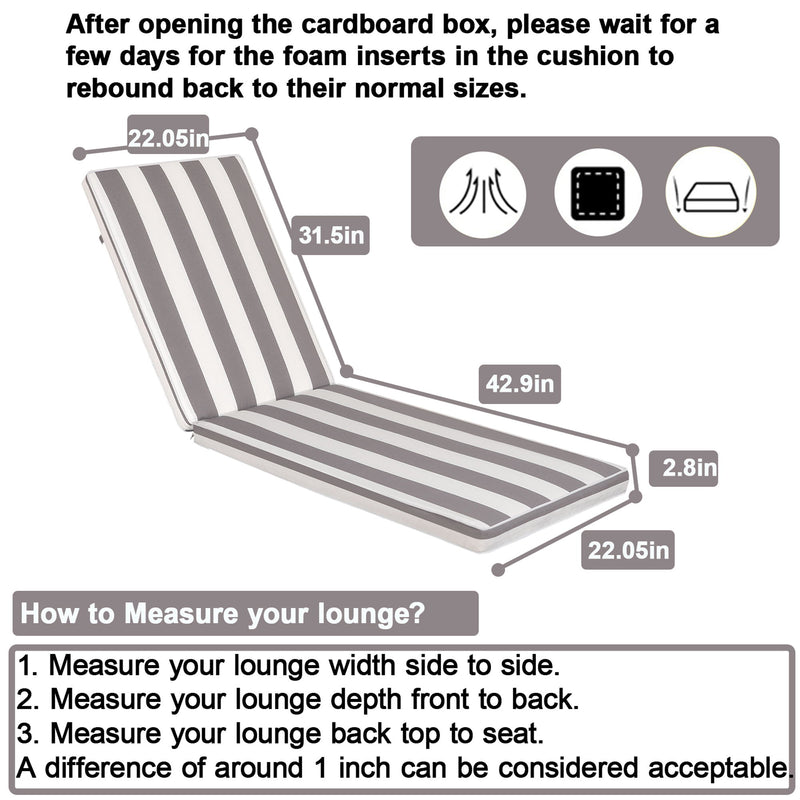 Outdoor Lounge Chair Cushion Replacement Patio Funiture Seat Cushion Chaise Lounge Cushion