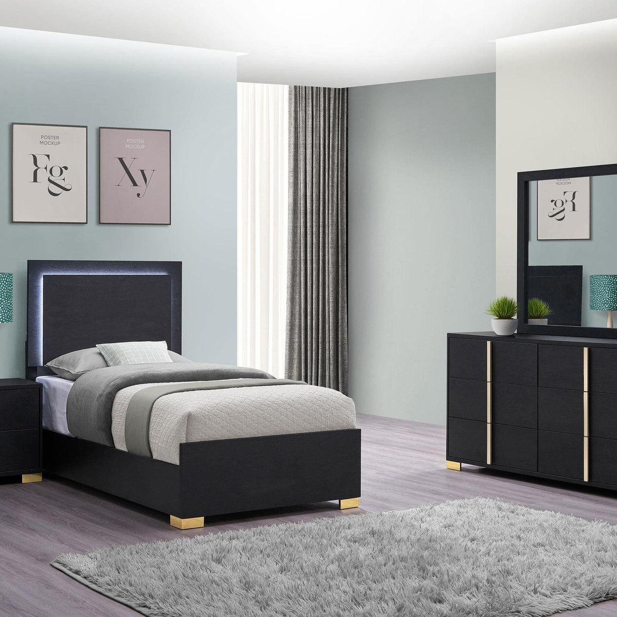 Marceline 4-piece Twin Bedroom Set Black