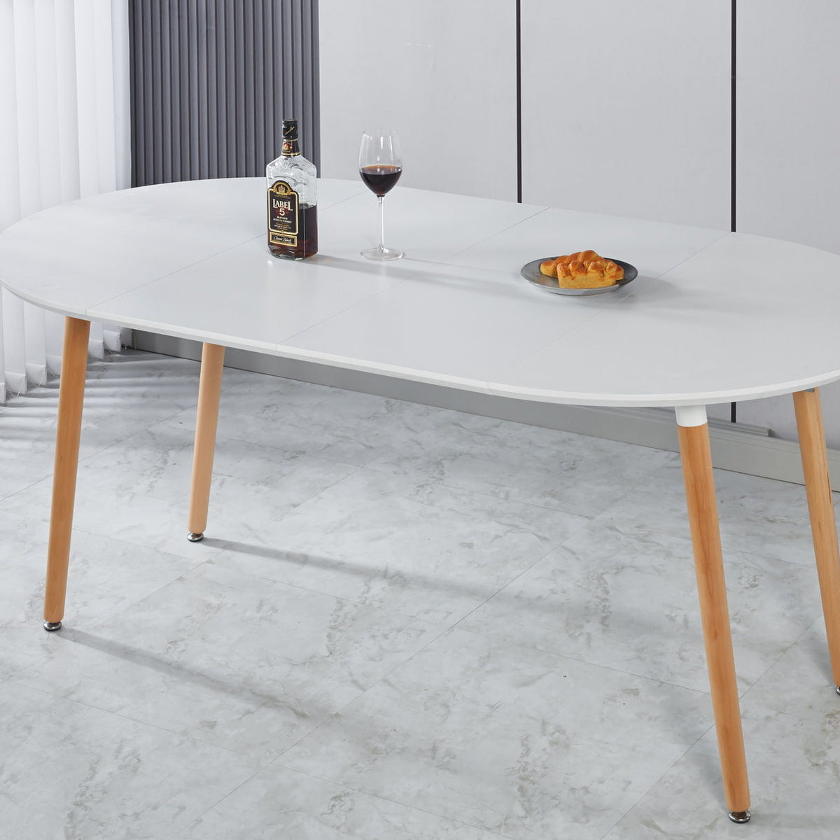 Extensible Table, Dining Table, Office Table, Coffee Table, Wood Leg - Matte White