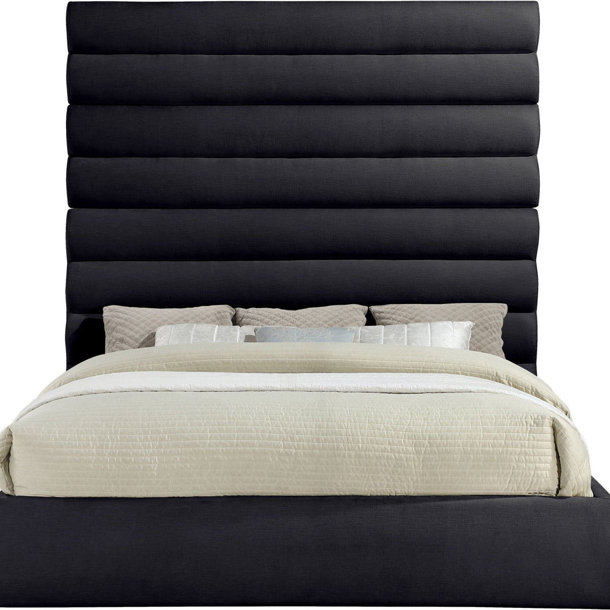 Adam - Chenille Fabric Bed With 89" Headboard