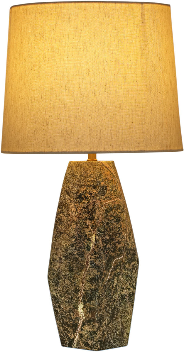 Seraphine - Genuine Marble And Linen Textured Fabric Table Lamp