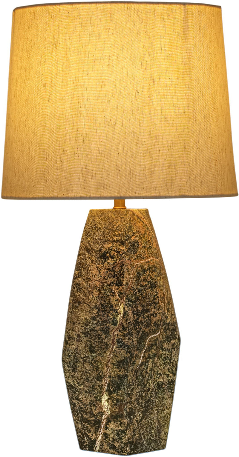 Seraphine - Genuine Marble And Linen Textured Fabric Table Lamp