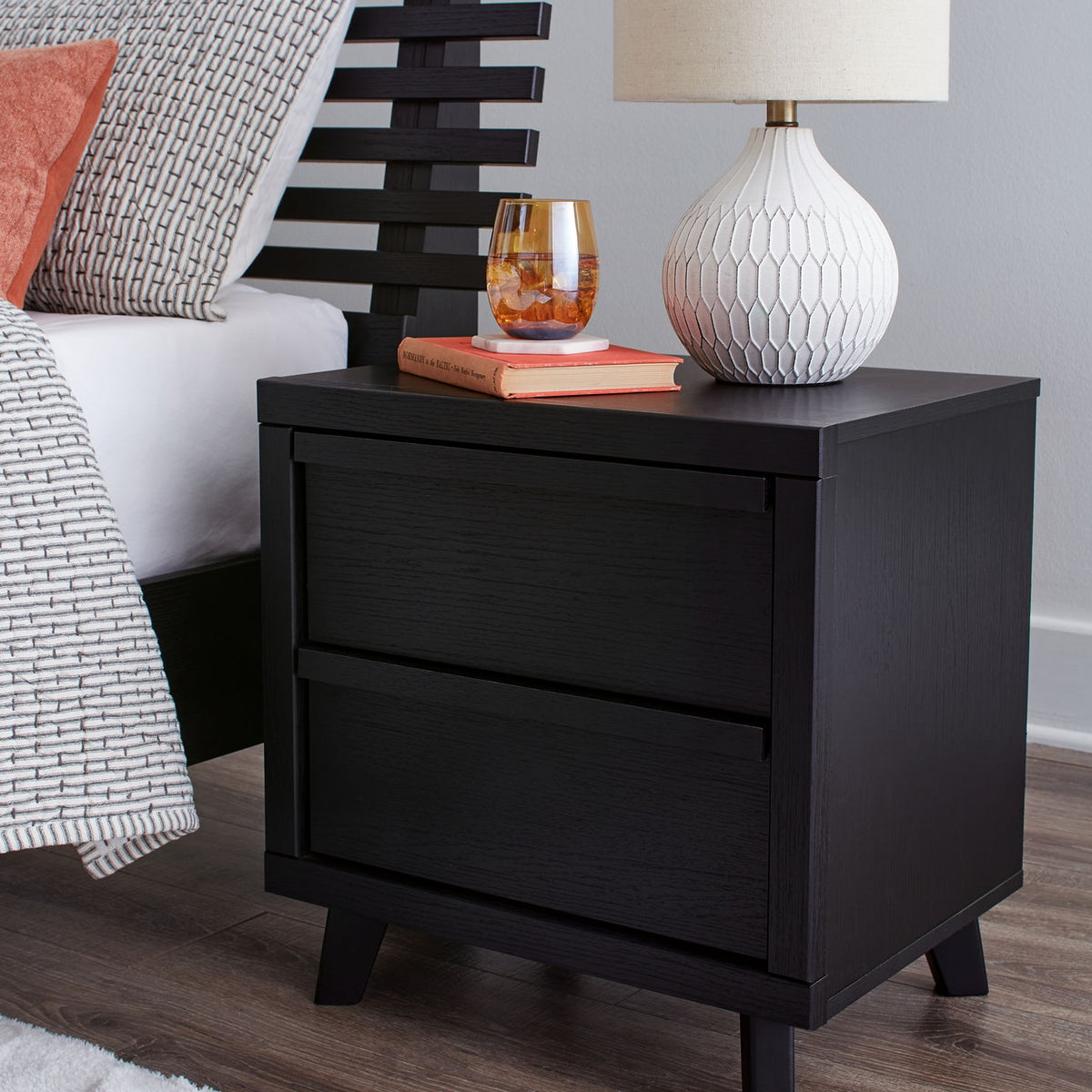 Danziar - Two Drawer Night Stand - Black