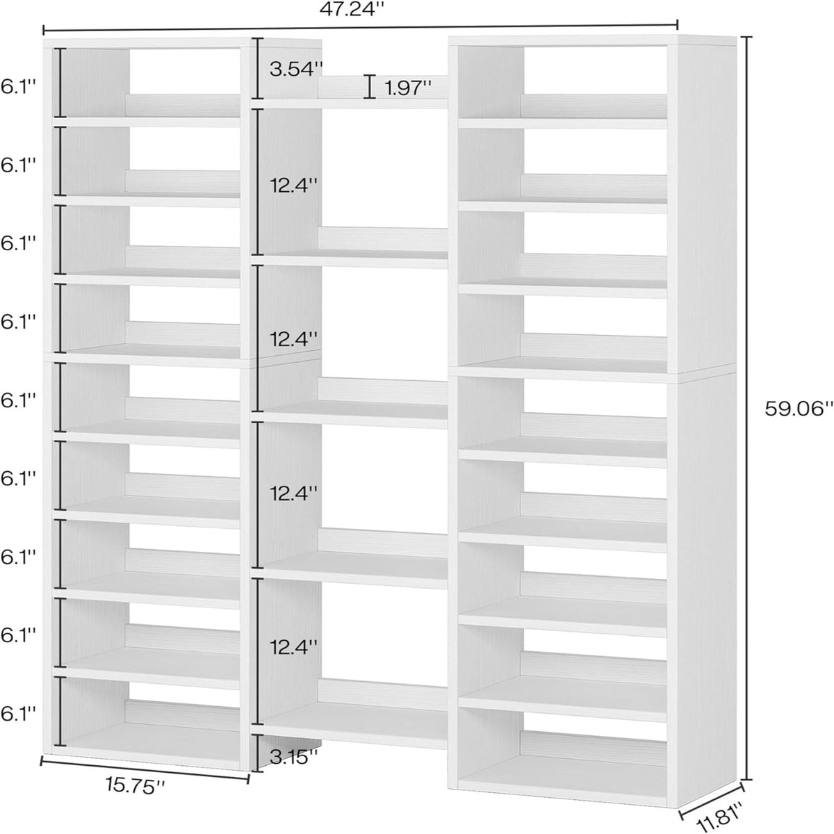 14 Tier Shoe Storage Cabinet With 23 Open Cubbies, 46 Pairs Capacity Entryway Organizer - White