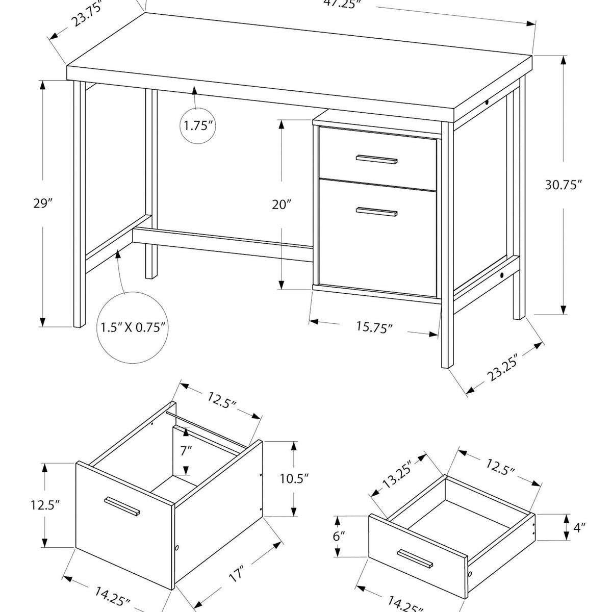 Computer Desk For Home Office, Left, Right Set - Up, Storage Drawers, Modern Design