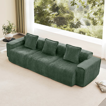 3-Seater Modern Velvet Sofa - Green Velvet