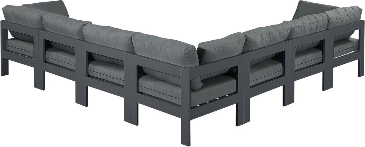 Nizuc - Outdoor Patio 7 Piece Modular Sectional With Gray Frame