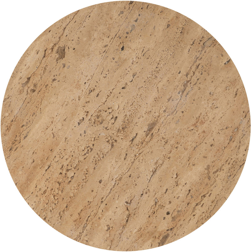 Beige marble-pattern aluminum side table top with round surface