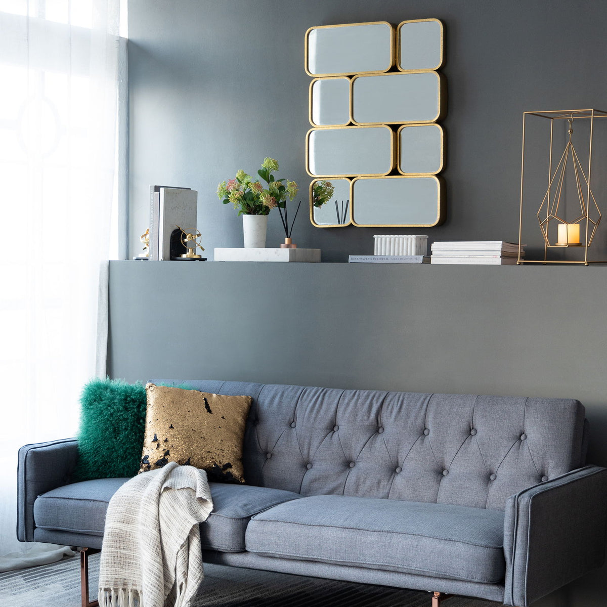 Mirror With en Metal Framed Decorative Rectangle Mirror For Bedroom Dressing Room, Hallway Or Living Spac - Gold