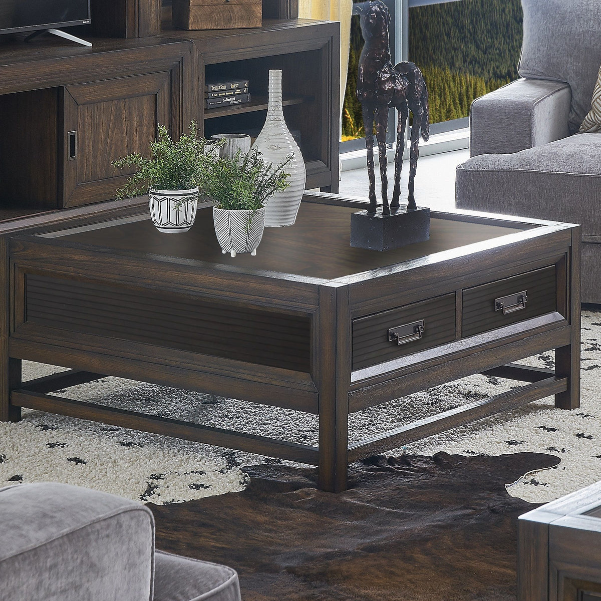 Branson - 2 Drawer Coffee Table, Two Tone - Brown