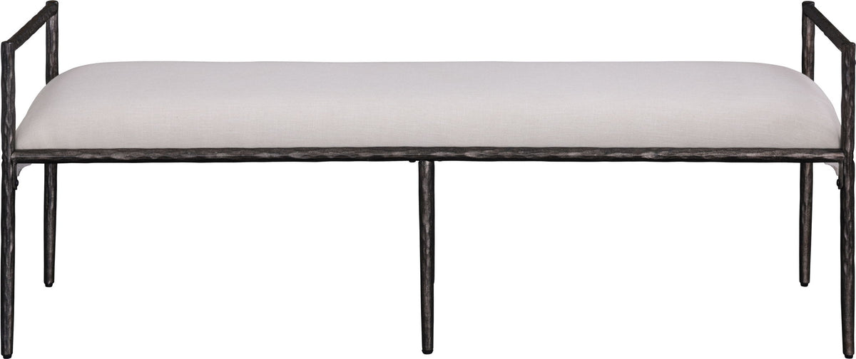 Axis - Linen Textured  Beige Fabric Upholstered Bench