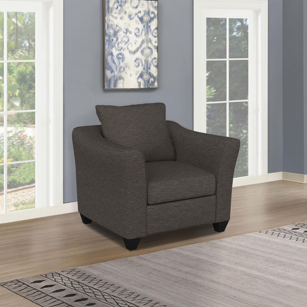 Salizar Upholstered Flared Arm Accent Chair Charcoal Grey