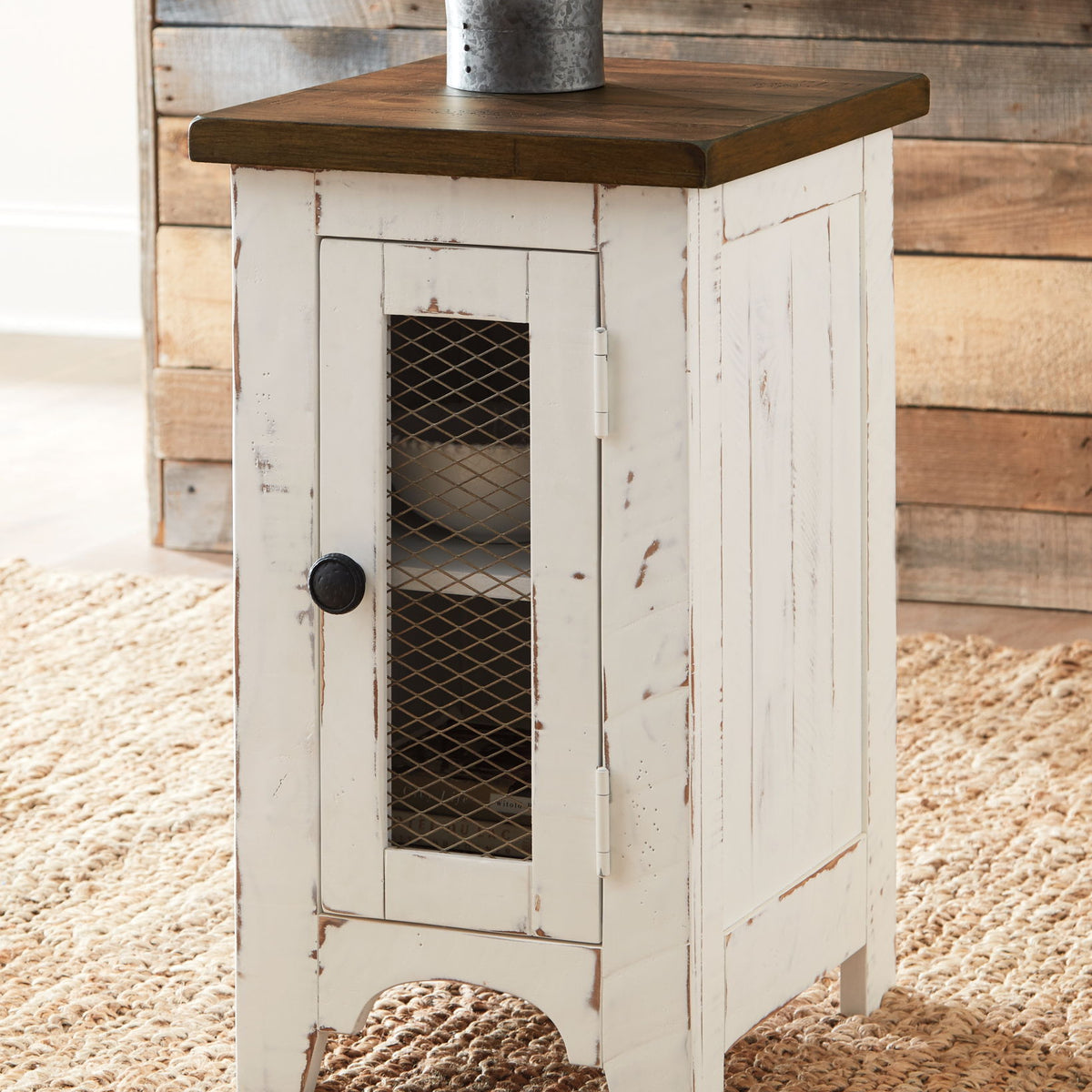 Wystfield - Chair Side End Table - White / Brown