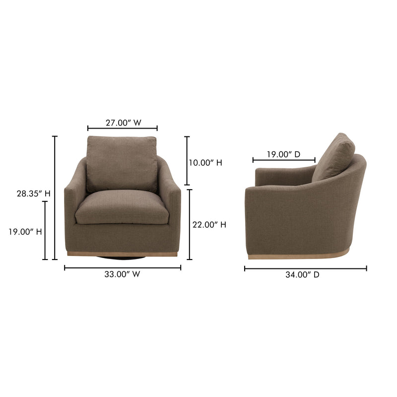 Swivel chair size diagram: 33W x 34D x 28.35H in