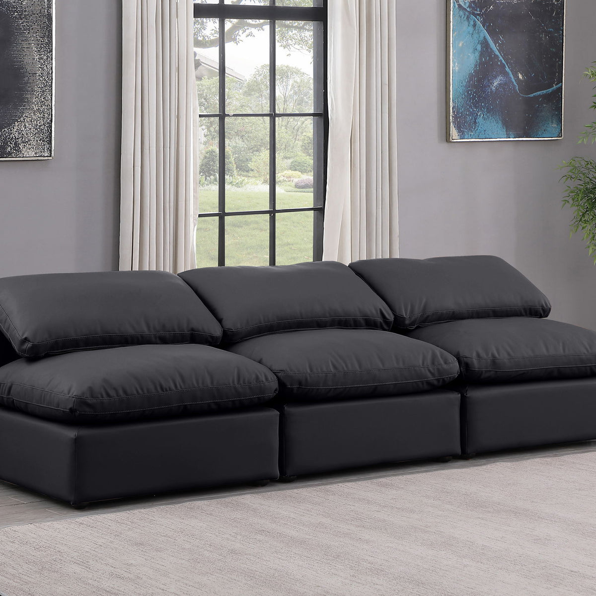 Indulge - Faux Leather 3 Seat Modular Armless Sofa