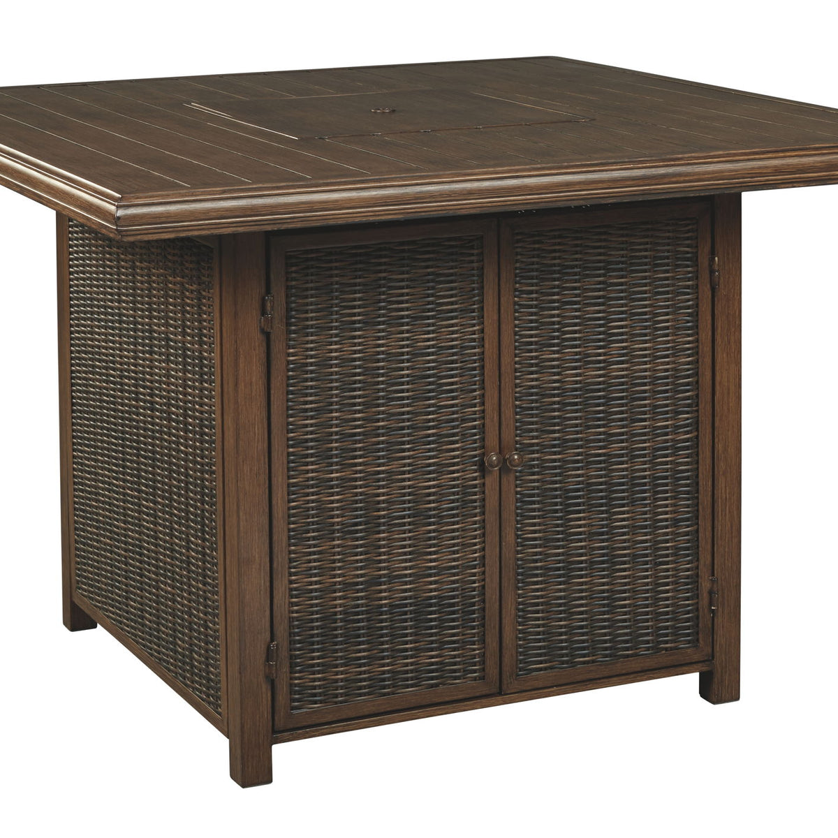 Paradise Trail - Square Bar Table w/Fire Pit - Medium Brown