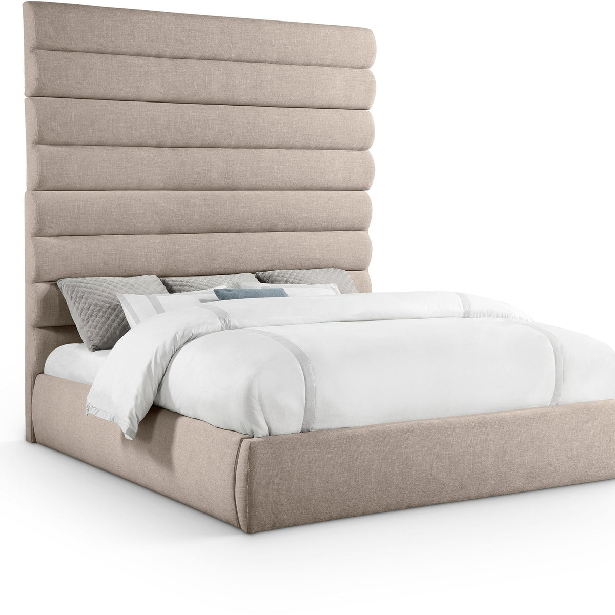 Adam - Linen Fabric Bed With 89" Headboard