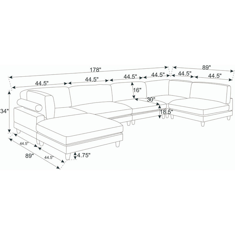 Modern Modular Sectional With Adjustable Back Support