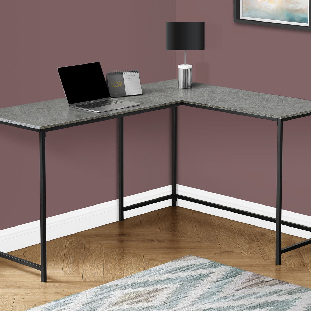 Computer Desk, Home Office, Corner, L Shape, Laptop, Contemporary & Modern